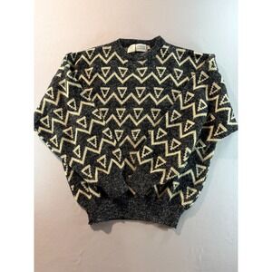 Vintage COSI I'UOMO Men's Italian Wool Blend Geometric Knit Sweater Size S